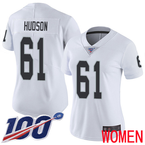 Oakland Raiders Limited White Women Rodney Hudson Road Jersey NFL Football #61 100th Season Jersey->youth nfl jersey->Youth Jersey